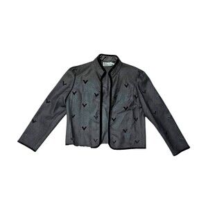 Vintage LOUIS FERAUD Paris Black Jacket Sz 42 US 10 Large 1980s 1990s